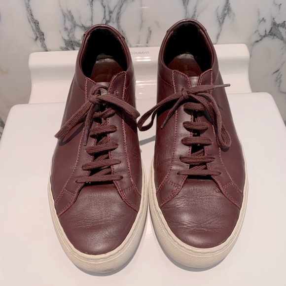 Common Project Burgundy Leather Lowtop Sneakers - Picture 3 of 8